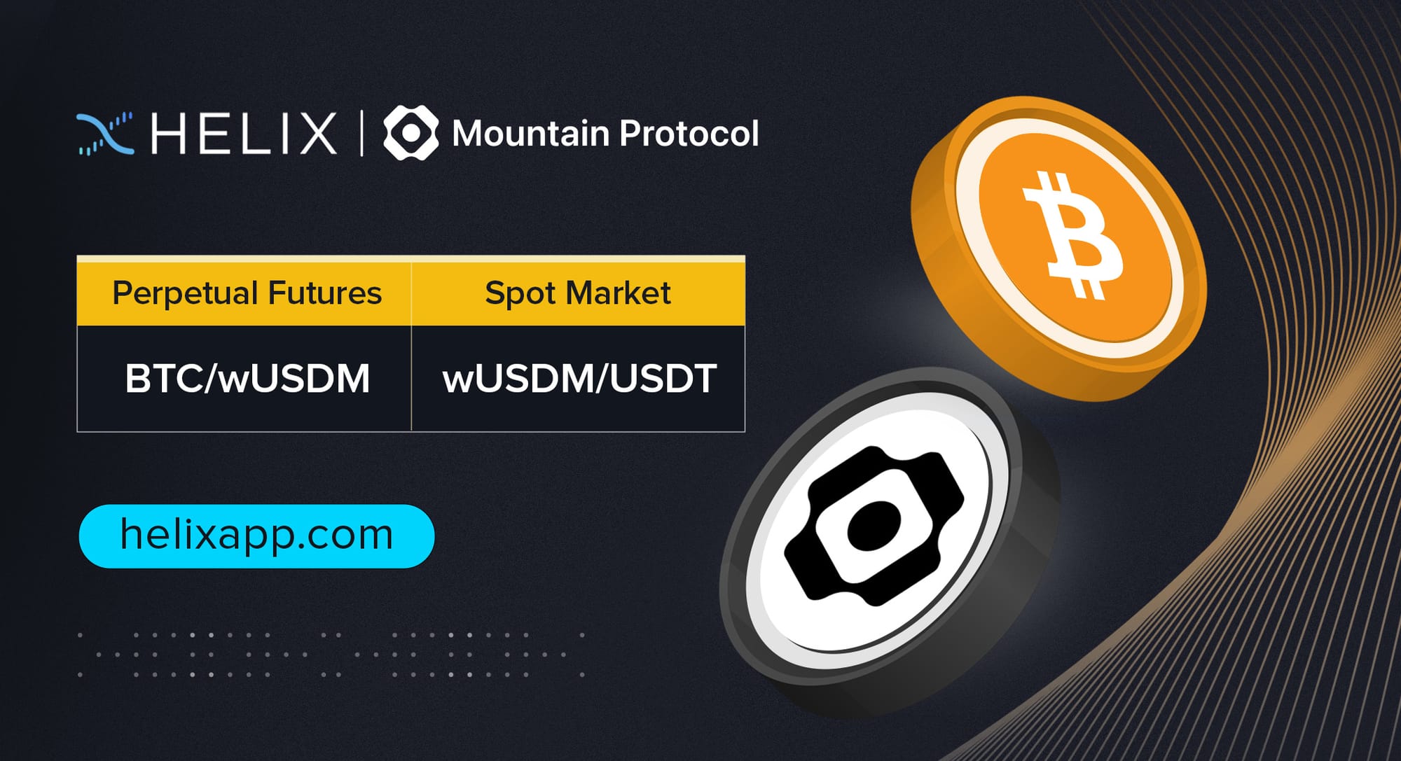 Decentralized BTC/wUSDM Perpetual Futures and wUSDM Spot Market Listing on Helix